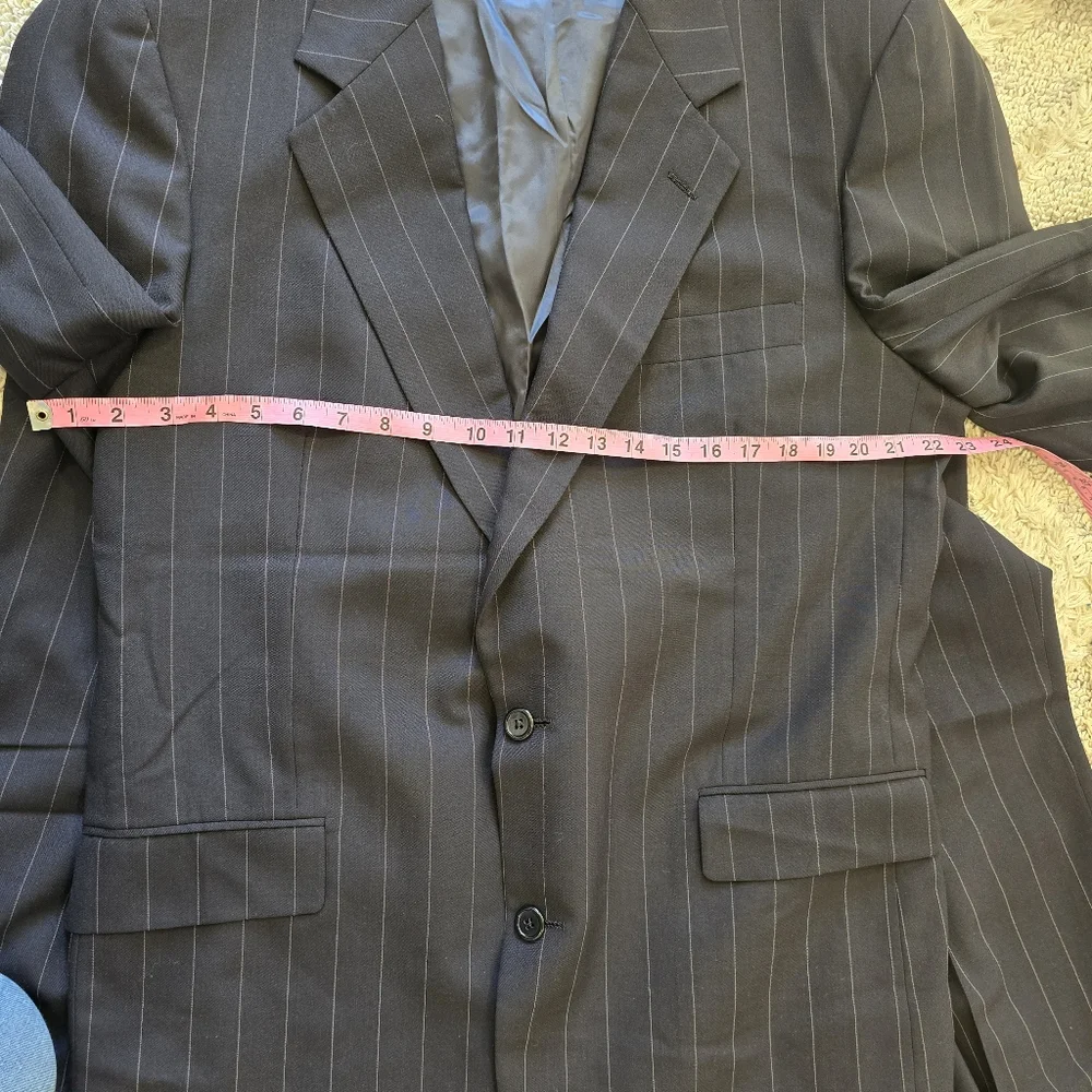 VTG Brooks Brothers Suit Mens 44L Navy Blue Pinstripe 2 Button Wool Pants 40x28